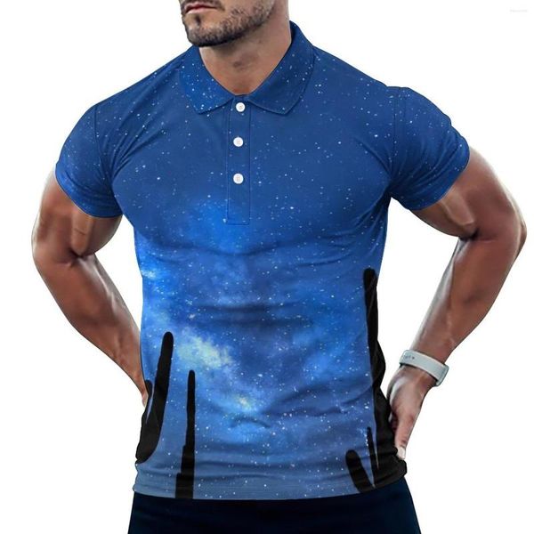Polo da uomo The Desert At Night T-shirt casual Milky Way Polo Uomo Streetwear Summer Short Sleeve Design Tops Big Size