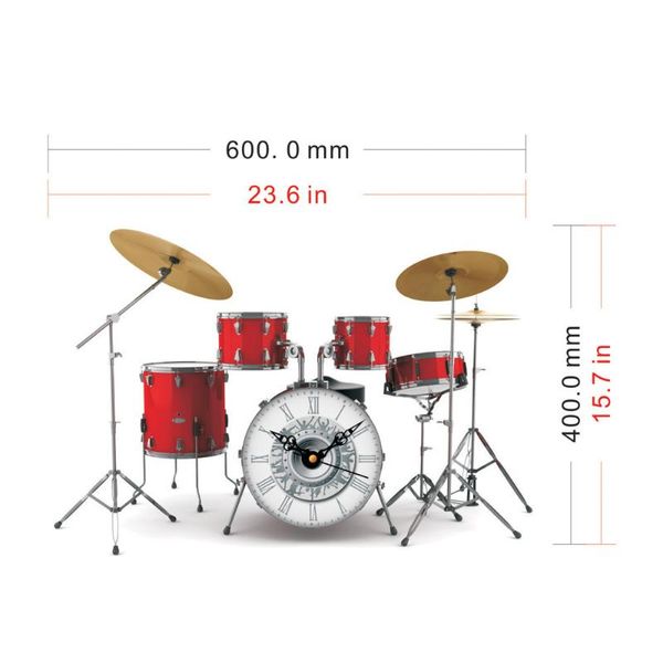 Настенные часы 3D Rock Roll Instruments Sticker Clock Fancy Diy Акрил римский номер