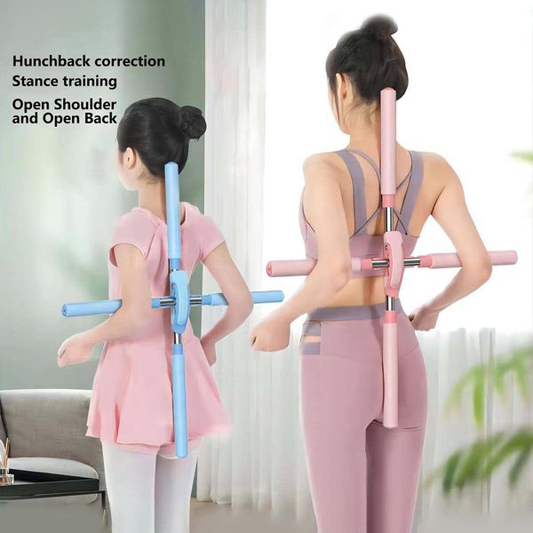 Fasce di resistenza Correttore di postura per bambini per adulti Bastoncini per yoga Body Pole Cross Open Shoulder Back Correttore gobbo Retrattile Yoga Fitness Stick 230617