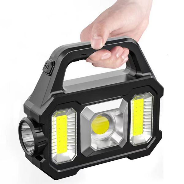 Ferramentas Manuais 500lm LED Holofote Portátil Lanterna Impermeável USB Recarregável Luz Lanterna Poderosa Camping Caminhadas Lanterna Solar 230617