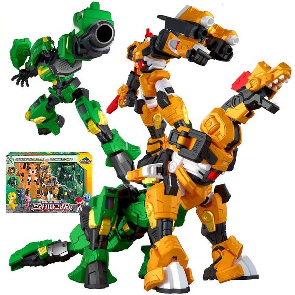 Giocattoli di trasformazione Robot 2 IN 1 Mini Force 2 Super Gino Power Transformation Robot Toys Action Figures Mini Force X Deformation Dinosaur Toy 230617