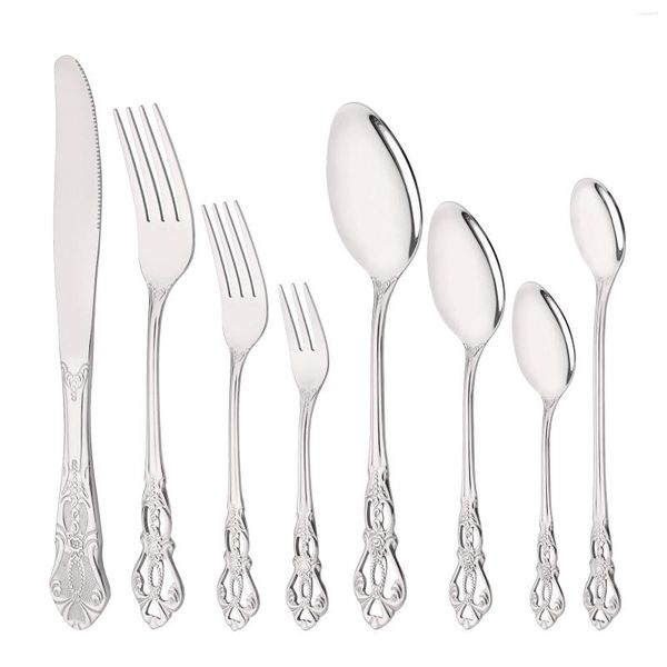 Dinnerware Sets Silver Luxuty Sett Knife Sobersert Fork Long Spoon Falhee