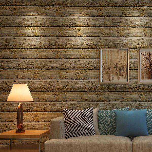Papéis de parede personalizados decoração de casa vintage chinês tira de madeira rolo de papel de parede para sala de estar paredes papel pintado mural behang