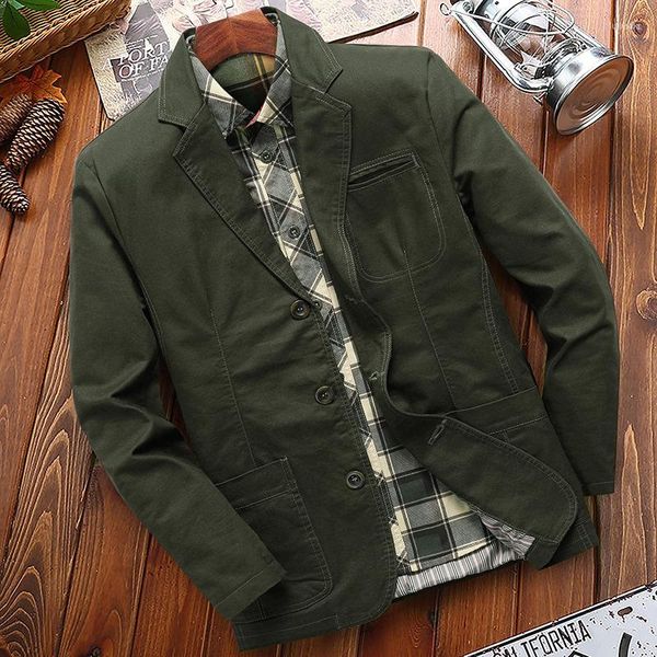 Männer Jacken Männer Gewaschene Baumwolle Casual Blazer Armee Militär Jacke Blazer männer Frühling Herbst Anzug Mantel Luxus Casaco Masculino