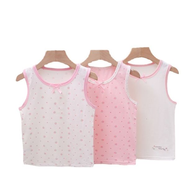 Gilet 3pcsLot Girls Singlet Underwear Tank Design carino Canottiere Cotton Bow Tops per Baby Girl Taglia 100150 Traspirante 230617