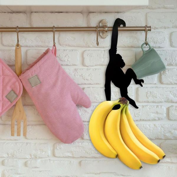 Ganchos Rack de Armazenamento de Banana Forma Criativa Bom Gancho de Suporte de Carga À Prova de Ferrugem Cabide Sob o Armário Macaco Parede