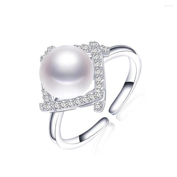 Кластерные кольца Dainashi Real 925 Серебряное элегантное 8-9 мм естественное пресноводное жемчужное кольцо, регулируемое для подарков для женщин, 2023