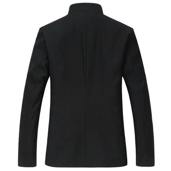Giacche Giacca da abito nera con doppio colletto stile cinese Nuovo cappotto a tunica college con colletto bianco mandarino 2021