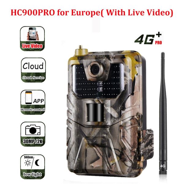 Lens HC900PRO Hücresel 4G Trail Kamera 30mp 940Nm Görünmez Kızılötesi SMS P Av Kameraları 0.2S Tetik Fotoğraf Tuzakları Vahşi Monitör