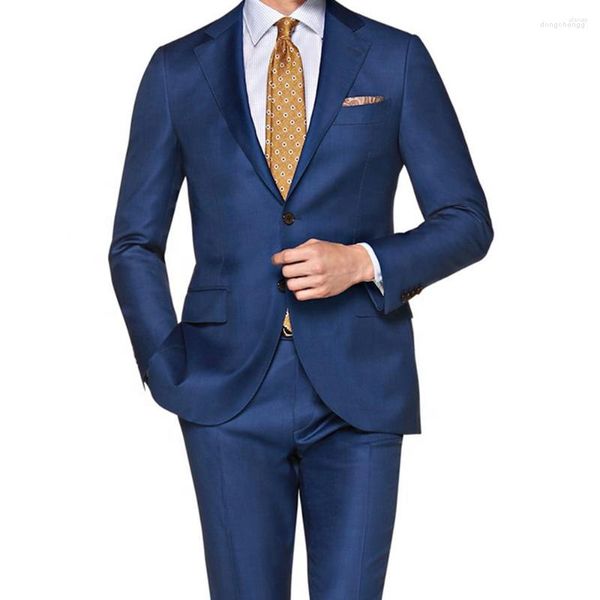 Ternos Masculinos Conjuntos Masculinos Azul Escuro Costureira Traje Blazer Calças Slim Fit Marinha Roupas de Festa Homme Mariage Roupas de Casamento