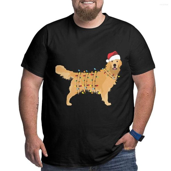 Polo da uomo Golden Retriever Holiday Christmas Light T-Shirt Camicia ad asciugatura rapida di grandi dimensioni Stampa animalier per ragazzi Abbigliamento da uomo