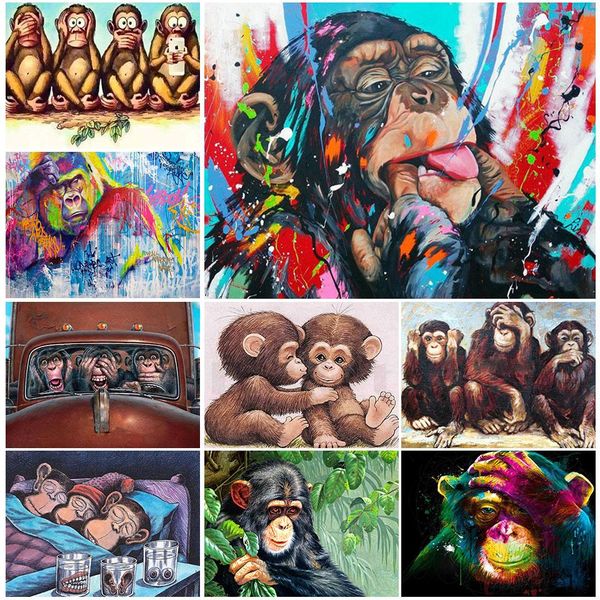 Stitch Diy Diamond Painting Monkey Kits Cross Kit 5D Diamond ricamato Animali a mosaico di decorazioni per la casa rini