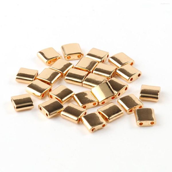 Perlen 2mm 5mm Doppellochbeschichtung Gold/Silber Farbe Hämatit Perle flach quadratisch Spacer lose für Schmuckherstellung Armband Halskette