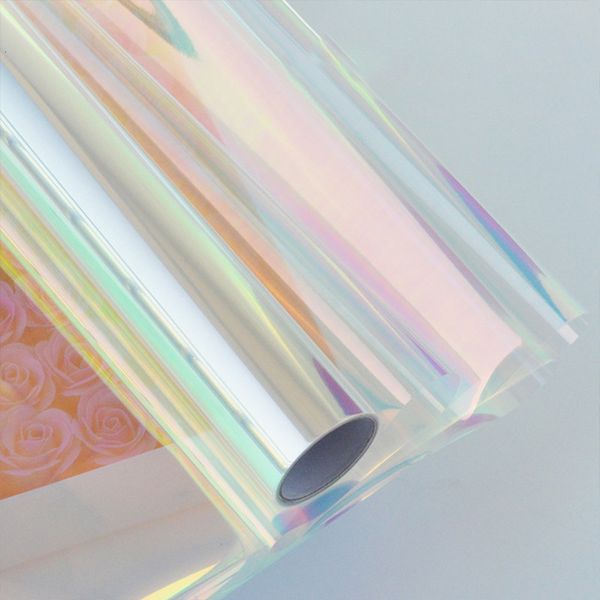 Carta da imballaggio Arcobaleno Trasparente Pellicola di cellophane Fiore Carta da imballaggio Iridescente Artigianato fai da te Bouquet regalo Avvolgimento impermeabile Carta velina origami 230617