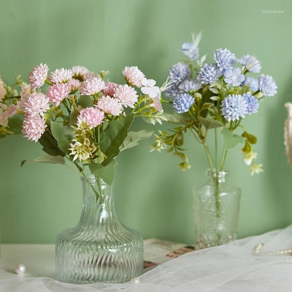 Dekorative Blumen, künstliche lila Blumen, Hochzeitssträuße für die Braut, lila künstliche Vase, Braut-Tischdekoration