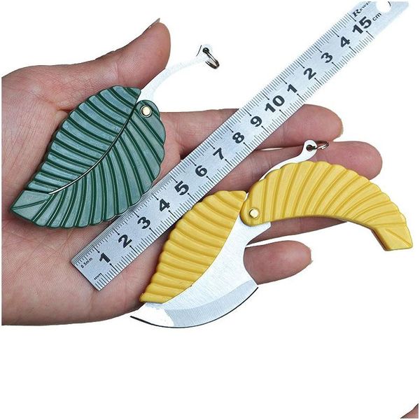 Party Favor Mini Leaf Zakmes Sleutelhanger Hanger Draagbare Outdoor Cam Zakmessen Survival Tool 2 Kleuren Drop Delivery Home Ga Dhtgp