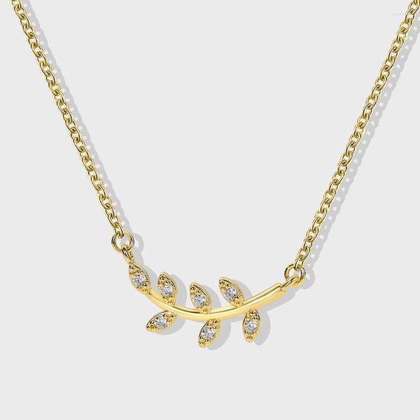 Catene Dainty CZ Leaf regolabile 14K placcato oro zircone clavicola collana per gioielli da donna regalo per feste all'ingrosso