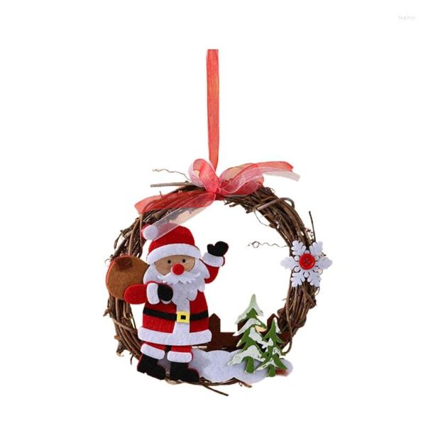 Flores decorativas guirlanda de natal 15 cm ornamento de natal alce boneco de neve papai noel enfeites de porta de janela