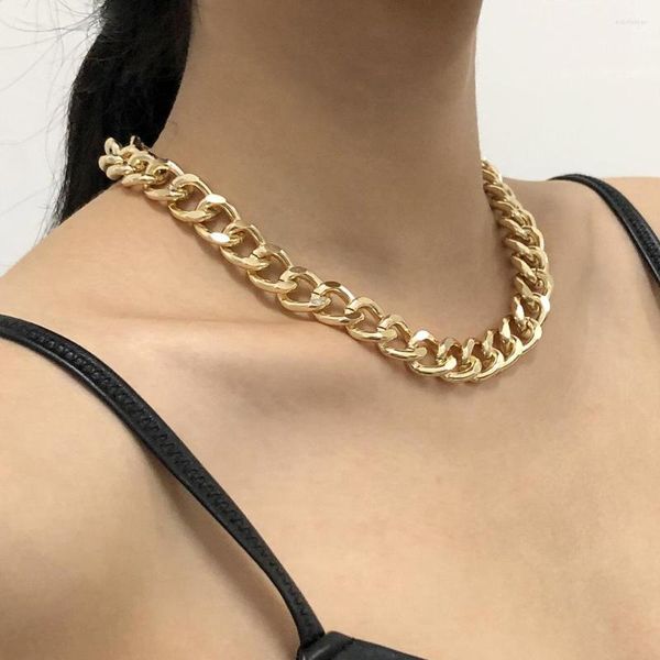 Catene 2023 Fashion Big Collana per le donne Punk Hip-Hop Twist Oro Argento Colore Chunky Thick Lock Girocollo Collane a catena Gioielli per feste