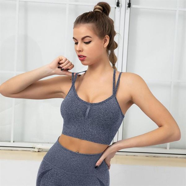 Yoga Outfit Donna Sling Cross Beauty Back Reggiseno sportivo senza cuciture Quick Dry Antiurto Running Fitness Underwear 2023