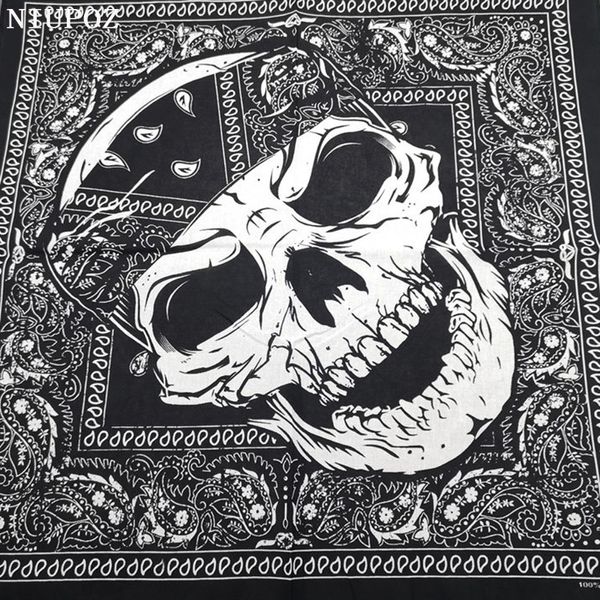 Bandane Durag Design Fashion Hip Hop 100% Cotone Skull Bandana Sciarpa Quadrata Nero Paisley Bicicletta Fascia Per Le DonneUominiRagazziRagazze 230619