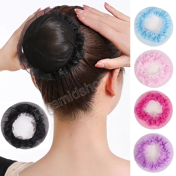 Rede de cabelo de crochê com lantejoulas para meninas, balé, dança, patinação, elástico, capa de coque, ferramenta de penteado, para mulheres, redes de cabelo