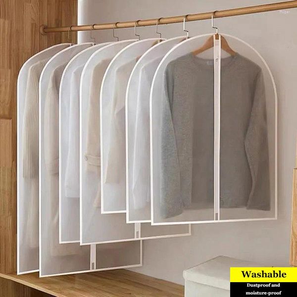 Caixas de armazenamento Transparente Roupa Guarda-Roupa Vestido Organizador Capa Roupas Homem Feminino Casaco Pendurado Estojo Protetor Contra Pó