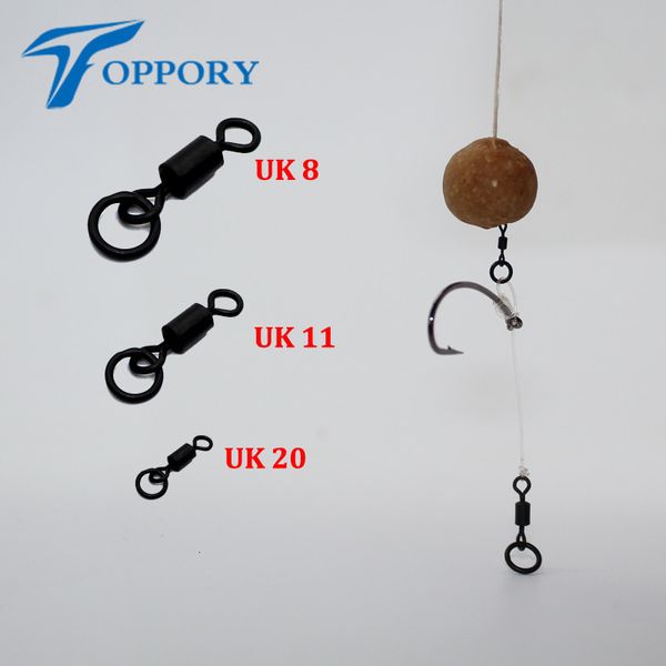 Acessórios de pesca 100 x Flexi Ring Swivels com Ring UK Size 8 11 e UK 20 Micro Rig Swivels para D-Rig Chod articulada Rig Carp Terminal End Tackles 230619