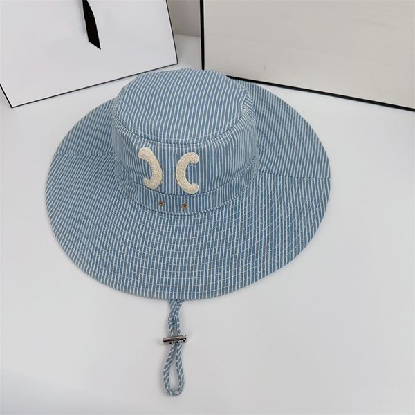 Designer-Eimerhut für Damen, verstellbar, große Krempe, Hüte für Herren, oben ohne, Sonnenhut, Visier, 2 Stil, modische gestreifte Baseballkappe
