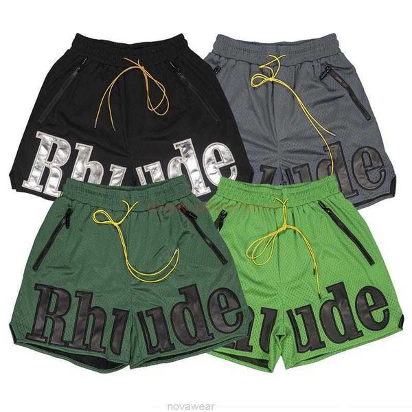 Designer Hort Fashion Casual Kleidung Strand Shorts Trendy Rhude Ummer Mesh Atmungsaktiv Basketball Stickerei Brief Multi Pocket Beliebte Ports Capris Jogger