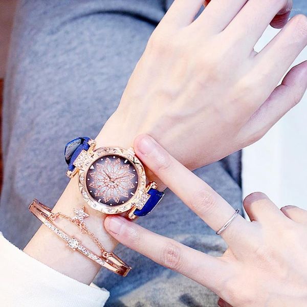 Orologi da polso 1 set orologio da donna bracciale brillante regolabile vestire regalo perfetto kit braccialetto da polso al quarzo con diamanti finti