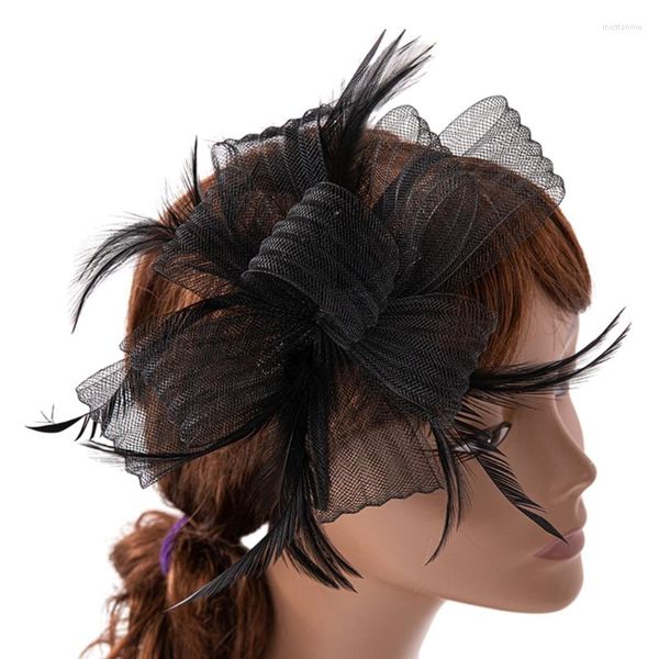 Grampos de cabelo chapéu fascinador elegante caixa de pílulas para mulheres coquetel tea party chapelaria casamento francês requintado 57BD