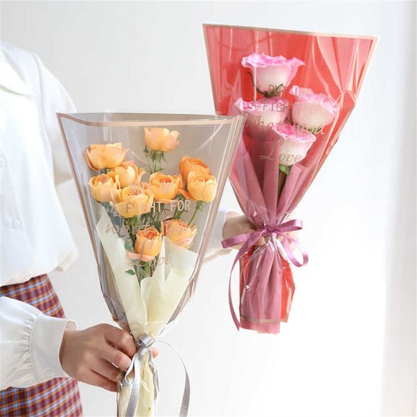 Fiori secchi 50 pezzi Buste di plastica per bouquet di rose Buste di plastica impermeabili per San Valentino Borsa per imballaggio di fiori singoli Nuovo