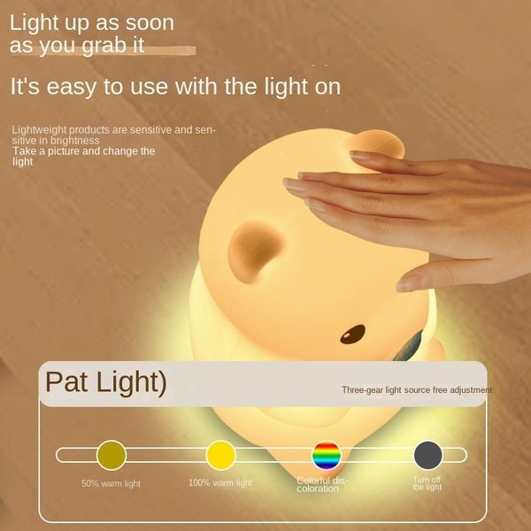 Novidade Games Creative Mini Cute Silicone Night Light Carregamento USB Cabeceira Intelligent Eye Care Companion Light Pat Light Gift 230617