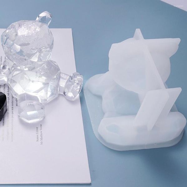 Moldes de cozimento Urso 3D para bolo de desenho animado Moldes de resina de cristal Epóxi Suporte de telefone Molde de silicone para fundição Faça você mesmo Artesanato Ornamentos Ferramentas para fazer
