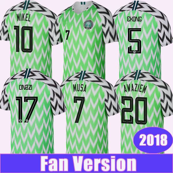 2018 Nigeria Nationalmannschaft Herren-Fußballtrikots MIKEL MUSA EKONG IHEANACHO AWAZIEM Heimfußballtrikots Uniformen