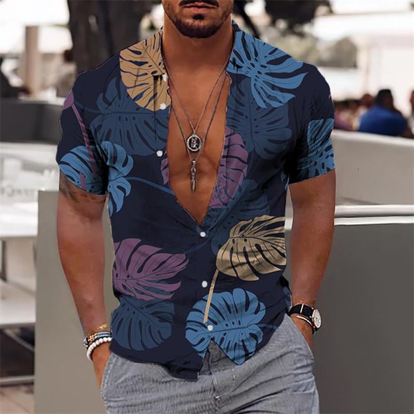 Camicie casual da uomo Camicie da uomo eleganti con motivo floreale hawaiano Società di alta qualità Social Casual Vacation Fashion Luxury Floral Leaves Abbigliamento 230619