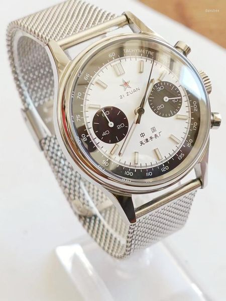 Bilek saatleri panda disk 1963 40mm uçuş havacılık kronograf askeri sert adam wistwatch kişiliği çok fonksiyonlu zamanlayıcı izle