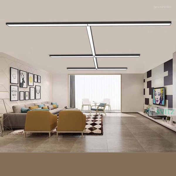 Candeeiros pendentes SVITZ LED para iluminação de escritório Luzes de linha suspensas Centro comercial Sala de estudo simples Rectangular Luz de tecto