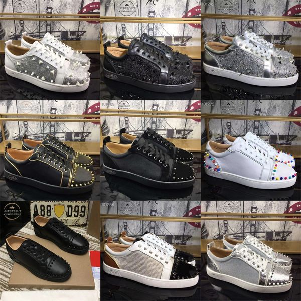 Designer-Schuhe für Herren, europäische und amerikanische Mode, silberfarbene glänzende Pailletten-Spikes, Freizeitschuhe, Board-Schuhe, Schnürschuhe mit flachem Mund, Weiden-Spikes-Herrenschuhe