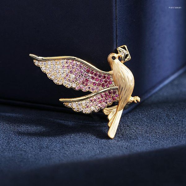 Broche pequeno bonito pássaro broche pino para mulheres homens moda terno camisa jóias design personalizado pombo broche presente de natal