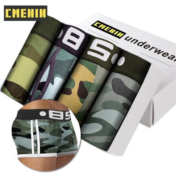 Unterhosen CMENIN 4 Stücke Gekämmte Baumwolle männer Boxer Unterwäsche Weiche Bequeme Höschen Slip Sexy Mann Unterhose Camouflage Männliche Boxershorts 230619