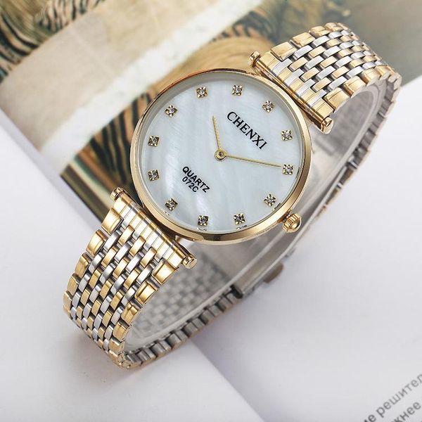 Armbanduhren 2023 Chenxi Marke Mode Casual Paare Uhren Business Stil Mann Frau Gold Edelstahl Wasserdicht Quarz Charms Kleid