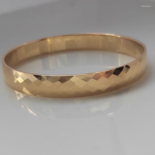 Bangle Larghezza 8mm Sfaccettatura classica Donna/ragazza Hi Tech Placcatura in oro Tungsteno