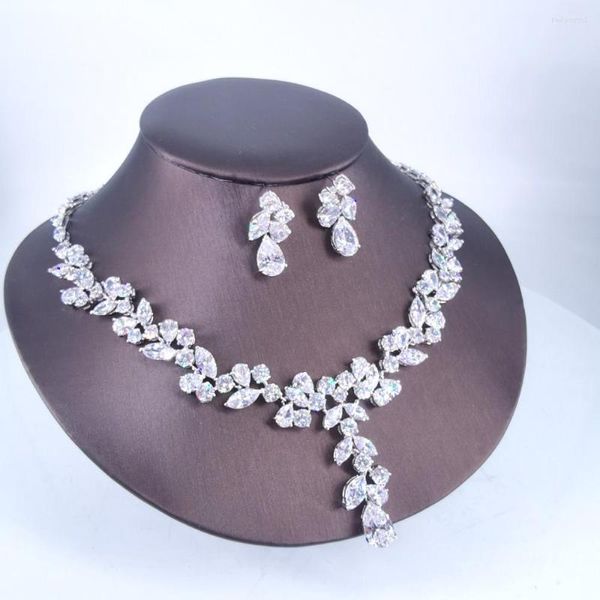 Collana Orecchini Set 2023 Fashion Luxury Crystal Retro CZ Zircon Nnecklace Orecchino Wedding Bridel Dinner Banquet Dress Jewelry