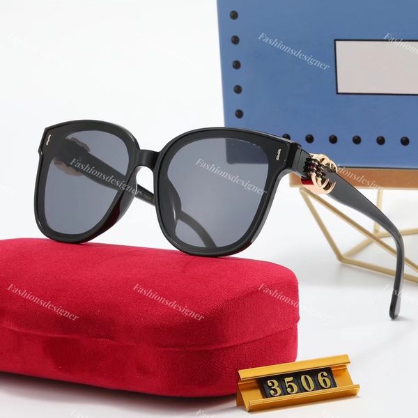 Óculos de sol masculinos de grife óculos de sol cat eye óculos de sol pretos com letras grandes Óculos de marca quadrado fashion Óculos de sol masculinos e femininos de estilo versátil com caixa 3506