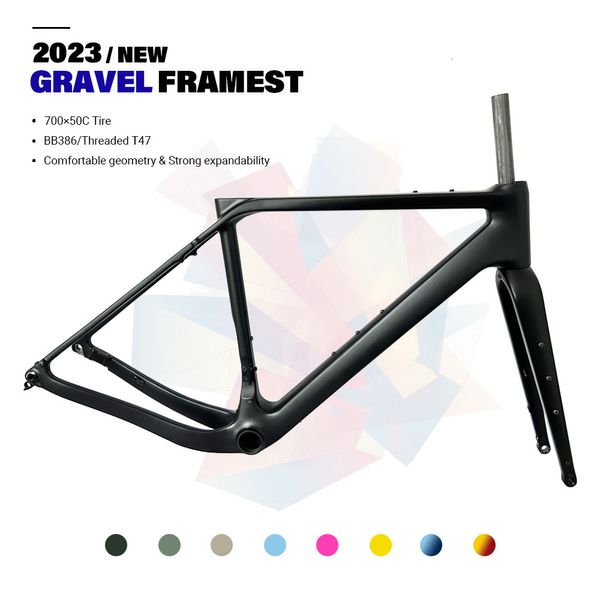 Auto-LKW-Racks GT30 Carbon Gravel Rahmen Scheibenbremse 700C50C BB386Threaded T47 Vollständig verstecktes Kabel Fahrradrahmenset Rennrad 230617