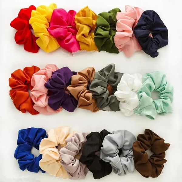 Feminino Meninas Chiffon Sólido Scrunchies Anel Elástico Laços de Cabelo Acessórios Rabo de Cavalo Tiaras Elásticos Scrunchies Atacado