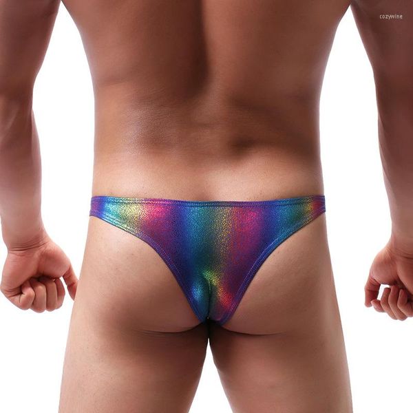 Cueca Sexy Arco-Íris Cueca Masculina Nylon Personalidade Juvenil U Convexo Cintura Baixa Respirável Pijama Roupa Interior Masculina