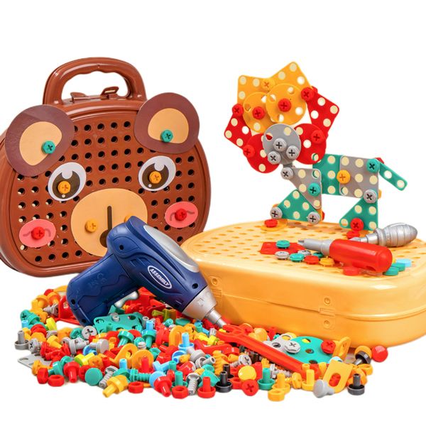 Strumenti Workshop Bambini Trapano elettrico Cassetta degli attrezzi Trapano Giochi Strumento Giocattolo per ragazzi 4 6 anni Vite Montessori Puzzle Kid Giochi di imitazione Giocattoli Regalo 230617